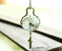 Оптовый горячий маркетинг ретро -виноградный бронзовый Quartz Ball Glass Pocket Watch Countrace Chain Stempunk Jun 19085491