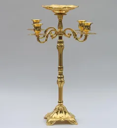 Säljer 65 cm Gold Finish Candelabra med Flower Bowl5Arms Weddings Event Candle Holder Centerpiece Candelabrum1035061