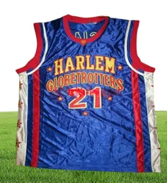 Сшитая специальная k 21 Harlem Globetrotters Basketball Jersey Mens Emelcodery Jersey Size xs6xl Custom Любое номер номера баскетбола5900175