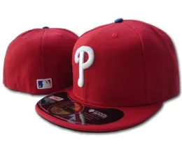 Whole High Quality Men039s Phillies Sport Team Fitted Caps Flat Brim on Field Full Closed Design Size 7 Size 8 Fitted Base9560952