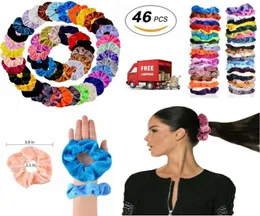 الشعر scrunchies Velvet Elastics Hair Ties Scrunchy Bands inies Ropes Gifts 46 PCS5182594