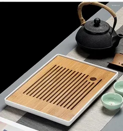 TEA TRAYS BAMBUS TRAYS-CHINESE SERVING Kung-Fu Tray Set-Melamine Table Tray- Drainage Water Storage Set Tools Tools