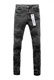 レディースパンツパープルブランドジーンズズボン印刷されたペンシルラベル色の黒い修理ローレイズスキニーデニム