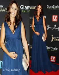 Gorgous Ada Nicodemou Navy Blue Long Evening Dress عالي الجودة السجادة الحمراء شيفون النساء الأمومة لباس حفلة حفلة موسيقية رسمية EV6941792