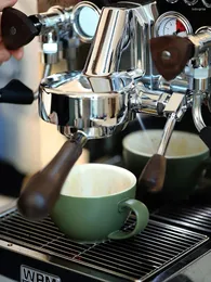 Cups Saucers Ceramic Coffee & Saucer Sets Matte Green 300ml Vintage Italian Mug For Fancy Drinking Utensils