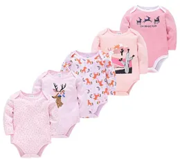 Kläder sätter honungzonflicka 5st 3st 100cotton född pojke bodysuits full ärm ropa para bebes kroppsvalare7827137