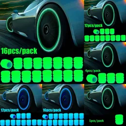 Neue 16pcs Car Luminous Tyre Vae Caps Reifen Randstamm Deckungen fluoreszierende Nacht leuchtend staubdichtes dekoratives Motorradfahrradfahrrad