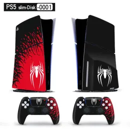 PS5 Slim PlayStation için Aksesuarlar 5 Slim Disk CD Konsol Kontrolörleri Vinil Sticker Cilt Kapak Koruyucu Film Antiscratch Örümcek