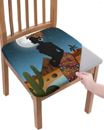 Sandalye Afrikalı kadın çöl kaktüs gece koltuğu yastık streç yemek kapağı slipcovers ev el ziyafet oturma odası