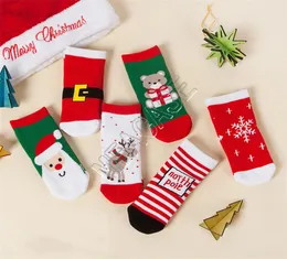 Dzieci świąteczne skarpetki Santa Claus Snowflake Elk Cartoon pończochy zimowy ciepły ręcznik Terry Mid Level Socks for Children Toddlers BAB5986637