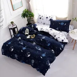 Zestawy pościeli juego de ropa cama 3d funta edredn con estampado estrellas galxy azul y blanco motivos geomtricos dibujos