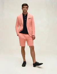 Moda 2020 Summer Beach Coral Wedding Wedding Tuxedos Męskie garnitury Groom Notoched Lapel Two Buttons Business Party Party Blazer Kurtka Jacka 7938410