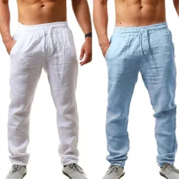 Pantaloni di lino di cotone maschile autunno Autunno traspirante pantaloni a colori solidi fitness streetwear s5xl jogging in corsa 240412