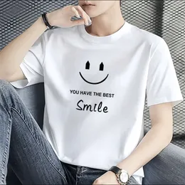 Popular Letter Short Sleeved Men's Summer Pure Cotton Men's T-shirt Round Neck Slim Fit Top 100% Cotton 517-2-641-P15