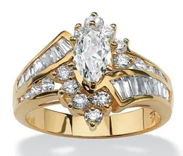 18K Gold Ring Luxury White Sapphire Zwei Ton 925 Sterling Silver Diamond Party Braut Engagement Ehering Band Ringe Größe 6137695541
