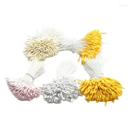 Decorative Flowers 390pcs 2mm Single Heads Stamen DIY Artificial Mini Floral Flower Pistil Muted Colour