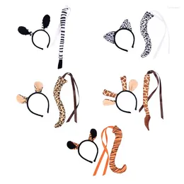 Party Supplies Funny Animal Costume Set Leopard Giraffe Ears Headband Tail Fancy Dress Up Halloween Cosplay