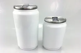 12oz 17oz Sublimation Can Stainless Steel Water Bottle Vacuum Wine Tumbler with Straw Lid Drinking Bottles Insulated Coffee Mug DI8091209