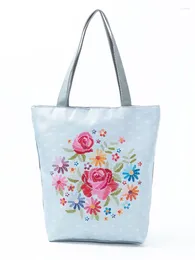 가방 캐주얼 만화 꽃 인쇄 어깨 여성 대용량 에코 재사용 가능한 쇼핑 야외 휴대용 저장 ALL-MATCH