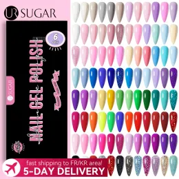 Kits ur Zucker 6pcs Farbgel Nagellack Kit 7ml Glasflasche Einweichen UV LED NALS LAGEL Ganz Set Semi Permanent Nail Art Gel