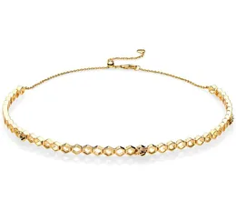 925 стерлингового серебряного золотого цвета соты Shine Shine Honeybee Choker Collese for Women Wedding Gift Europe Dewelry2542909