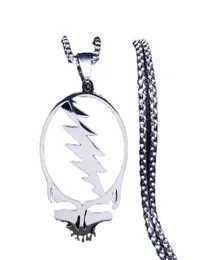 Afawa Grateful Dead Skull Stainless Aço Chain Colar para Menwomen Silver Color Color Jóias Cadenas Mujer N4206S035405346