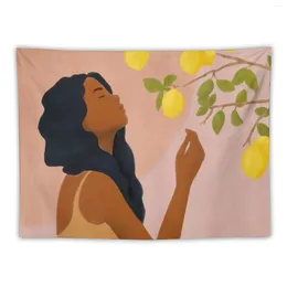 Tapestries Girl And Her Lemons Tapestry Bedroom Decor Aesthetic Funny Japanese Room Decoration Home