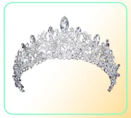 Wunderschöne Prinzessin Big Wedding Crowns Braut Juwel Kopfstücke Diadien Frauen Silber Metallkristall Europäische Kopfbedeckungen Schmuck Braut AC3289226
