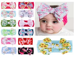 Bebek baskılı yay elastik kafa bantları yumuşak bohem bow hair band kızlar kaktüs flamingo çiçek baskı kafa bantları HHA498783329