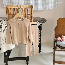 Clothing Sets Children's Pajama Set Spring Autumn Long Sleeve Clothes Kid Girls Pure Cotton Home Baby Basic Homewear Casual