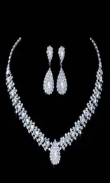 Luxurious Wedding Jewelry Sets for Bridal Bridesmaid Jewelery Drop Earring Necklace Set Austria Crystal Whole Gift50763339718199