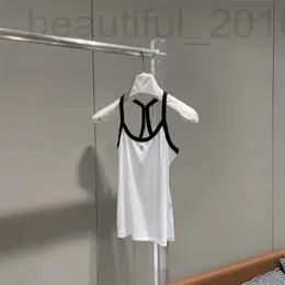 Camisoles Tanks Designer Spring Cha minimalistiska och mångsidiga temperament med bokstäver utsmyckningar, gängade bekväma kontrasterande färgsupphängningsväst 36DS