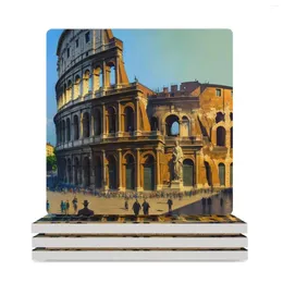 Mats Mats Roma Classic Poster Coasters Cerâmica (quadrado) Para os acessórios da cozinha Cerâmica conjunto de ardósia fofa