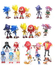 Figura de cerâmica Sonic Hedgehog Figura 6pcs Cross Border Anime Toy Hedgehog Figuras Modelo Hedgehog Doll Ornamentos Sonic the Hedgehog Toy Art Toy Figura colecionável