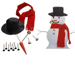 Snowman Kit Wooden Simulation Dress Up Christmas Decor Accessories Set Kit Snowman Eyes Nose Mouth Buttons Scarf Hat 5529238