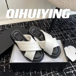 スリッパEST SUMMER QIHUIING HANDMADE TICH SOLE WOMANスライドビーチフリップフロップアウトドアコンフォートボタフェミニナ