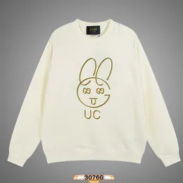 Высококачественная дизайнерская одежда женская свитер милый маленький белый кролик с круглой шеей. Пуловая модная пара носит стиль