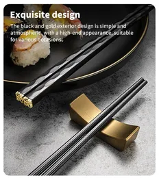 Chopsticks 5 أزواج يابانية سبيكة صينية قابلة لإعادة الاستخدام المصفوفات غير المقاومة للمنزل الكلاسيكي