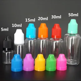 Kitler 100pcs Boş E Sıvı Flakonlar 3ml 5ml 10ml 15ml 20ml 30ml 50ml Pet Plastik Damlalı Şişe Çivi Jel için Çocuk Kanıtı Kapakları