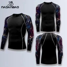 Suits NADANBAO Men's Compression Sport Suit Long Sleeve Rash Guards Surf Driving Fitness Gym T Shirt Bodybuilding Sports Workout Tee