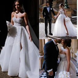 Boho A Line Wedding Dress per sposa perle perle Abiti da sposa Abiti da sposa abiti da sposa Vestidos de nolia divisa a fondo Robe de Mariage