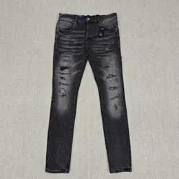 Lila Jeans Schwarzes Etikett getönte High Street Zerstöre Wäsche Schwarz Reparatur niedriger Erhöhung Denim Jeans Großesales Drop Shipping