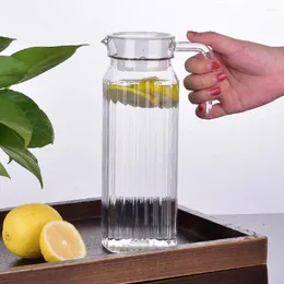 Wasserflaschen Flaschenset mit 2 Glaskrüge mit verschüttungsfreiem Ausguss-Design für Kühlschrank Lebensmittelqualität transparente Krüge Kaffee Milch
