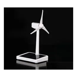 Objetos decorativos Figuras Mini Modelo de Gerador de Eólico Toys Solar Power Windmill Desktop Office Decoração Home Assembléia Drop Drop Dhhu7