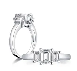 Anelli a grappolo Real 925 Gioielli ad anello argento solido 5x7 mm taglio smeraldo Diamond moissanite simulato per donna Wedding Fine Gift1791034