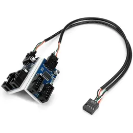 Placa -mãe USB 2.0 9pin Conector 1 a 4 Conversor de adaptador de cubo de expansão MB USB 2.0 fêmea a 4 fêmea -30 cm USB