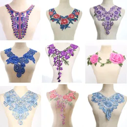 Craft colorful collar Venise Floral Embroidered Applique Trim Decorated Lace Neckline Collar Sewing1835035