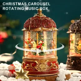 New Carousel rotierende Musikbox Merry Go Round Crystal Ball Schnittminiatur Weihnachtsgeschäft Dekore Kinder Navidad Noel Geschenk