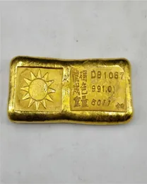 Sonne 100 Messing gefälschte feine Gold -Bullion -Bar Papiergewicht 6quot schwer poliert 9999 Republik China Goldene Bar Simulation2145167