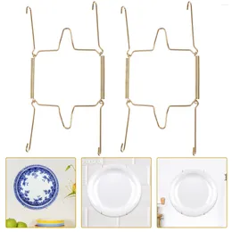 Kitchen Storage 2 Pcs Spring Hanging Pan Hook Plate Hangers Peg Hooks Holders Wall Display The Rack Stainless Steel